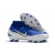 Crampons Nouvelles Nike Phantom Vision Elite DF FG Bleu Blanc Argent