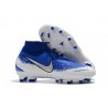 Crampons Nouvelles Nike Phantom Vision Elite DF FG Bleu Blanc Argent