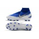 Crampons Nouvelles Nike Phantom Vision Elite DF FG Bleu Blanc Argent