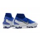 Crampons Nouvelles Nike Phantom Vision Elite DF FG Bleu Blanc Argent