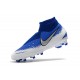 Crampons Nouvelles Nike Phantom Vision Elite DF FG Bleu Blanc Argent