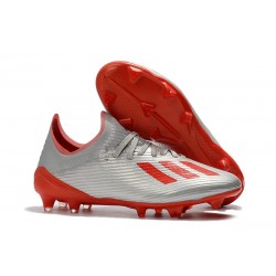 Crampons de Football adidas X 19.1 FG Argent Rouge