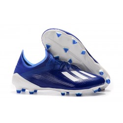 Crampons de Football adidas X 19.1 FG Bleu Blanc