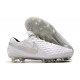 Crampons de Football Nike Tiempo Legend 8 Elite FG Blanc Chrome Platine