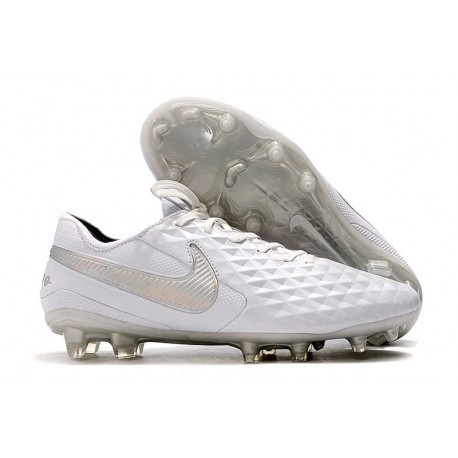 Crampons de Football Nike Tiempo Legend 8 Elite FG Blanc Chrome Platine