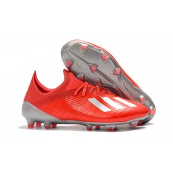 Crampons de Football adidas X 19.1 FG Rouge Argent