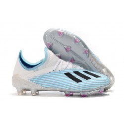 Crampons de Football adidas X 19.1 FG Blanc Bleu Noir