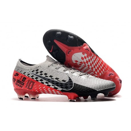 Neymar Nike Mercurial Vapor XIII Elite FG Chromé Noir Rouge Platine