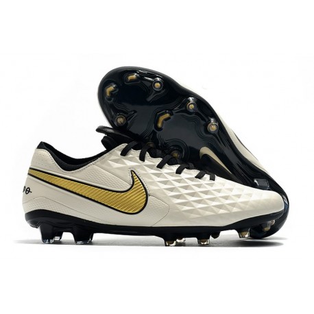 Crampons de Football Nike Tiempo Legend 8 Elite FG Blanc Or