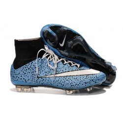 Nouveau Chaussures de Football Nike Mercurial Superfly 4 FG Bleu Noir Blanc