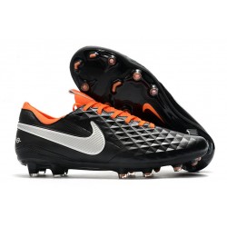 Crampons de Football Nike Tiempo Legend 8 Elite FG Noir Blanc Orange