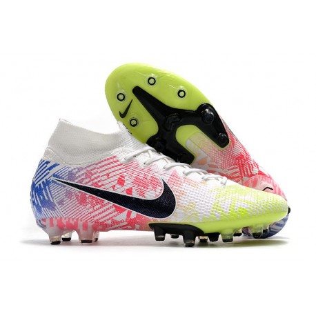 Nike Mercurial Superfly VII Elite AG-Pro Neymar Blanc Noir Bleu Volt