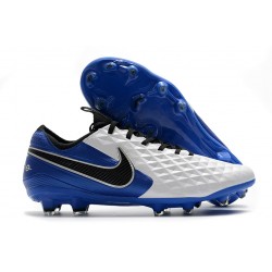 Chaussure de foot Nike Tiempo Legend VIII Elite FG Blanc Bleu