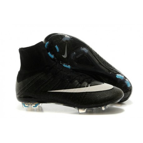 Nouveau Chaussures de Football Nike Mercurial Superfly 4 FG CR Noir Blanc Turquoise