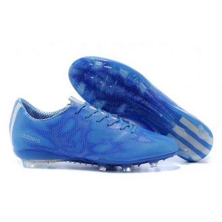 Coupe du monde 2014 Messi Chaussures Adidas Adizero F50 TRX FG Blanc Bleu