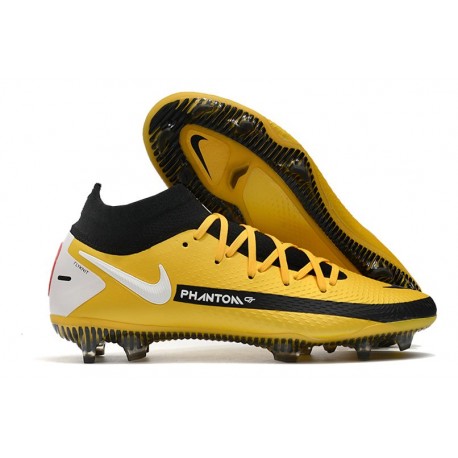 Chaussures Neuf Nike Phantom GT Elite Dynamic Fit FG Jaune Noir Blanc