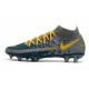 Chaussures Neuf Nike Phantom GT Elite Dynamic Fit FG Gris Bleu Jaune