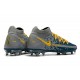 Chaussures Neuf Nike Phantom GT Elite Dynamic Fit FG Gris Bleu Jaune