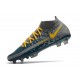 Chaussures Neuf Nike Phantom GT Elite Dynamic Fit FG Gris Bleu Jaune