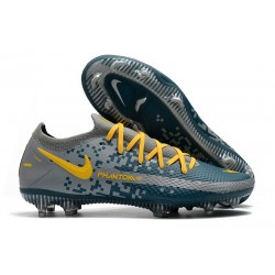 Nike Crampons Nouvelle Phantom GT Elite FG Gris Bleu Jaune