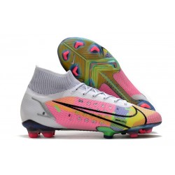 Nike Mercurial Superfly 8 Elite FG Homme Blanc Rose