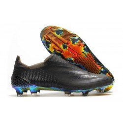 Chaussures de football adidas X Ghosted+ FG Superstealth - Noir Bleu cyan