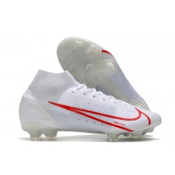 Nike Mercurial Superfly 8 Elite FG Homme Blanc Rouge