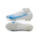 Nike Mercurial Superfly 8 Elite FG Homme Blanc Bleu