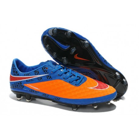 Chaussures Football Nike Hypervenom Phantom FG Orange Bleu Rouge Pack de Réflexion