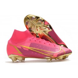 Nike Mercurial Superfly 8 Elite FG Homme Rouge Noir Or