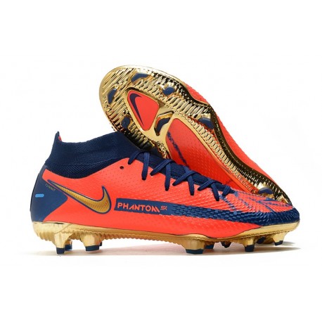 Chaussures Nike Phantom GT Elite DF FG Orange Bleu Or