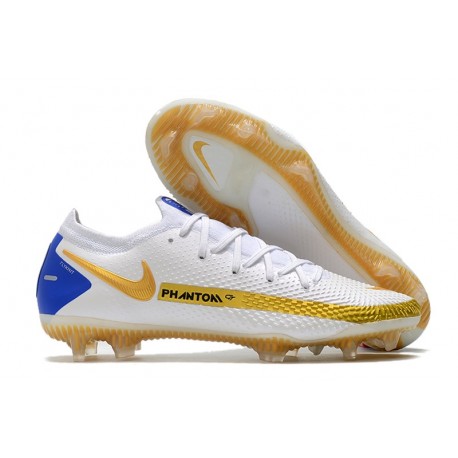 Chaussure Nike Phantom GT Elite FG Blanc Bleu Or