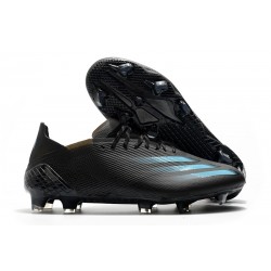 Crampon adidas X Ghosted.1 FG Superstealth - Noir Bleu cyan