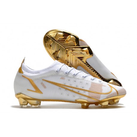 Nike Mercurial Vapor 14 Elite FG Chaussure Blanc Or