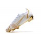 Nike Mercurial Vapor 14 Elite FG Chaussure Blanc Or