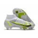 Nike Mercurial Superfly 8 Elite SG-Pro AC Silver Safari - Blanc Noir Argenté Jaune Fluo