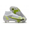 Nike Mercurial Superfly 8 Elite SG-Pro AC Silver Safari - Blanc Noir Argenté Jaune Fluo Nike Mercurial Superfly 8 Elite SG-Pro AC Silver Safari - Blanc Noir Argenté Jaune Fluo
