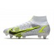 Nike Mercurial Superfly 8 Elite SG-Pro AC Silver Safari - Blanc Noir Argenté Jaune Fluo