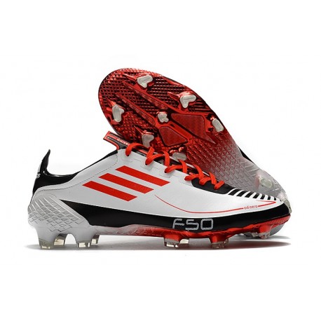 adidas F50 Ghosted Adizero FG Crampons Blanc Rouge Noir