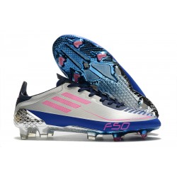 adidas F50 Ghosted Adizero FG Crampons Gris Bleu Rose