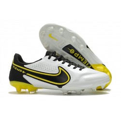 Crampon Nike Tiempo Legend 9 Elite FG Blanc Gris Foncé Noir Jaune Strike