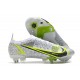 Nike Mercurial Vapor 14 Elite SG Pro Silver Safari - Blanc Noir Argenté Jaune Fluo