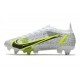 Nike Mercurial Vapor 14 Elite SG Pro Silver Safari - Blanc Noir Argenté Jaune Fluo