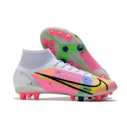 Nike Mercurial Superfly 8 Elite AG Blanc Noir Carmin Rose