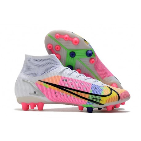 Nike Mercurial Superfly 8 Elite AG Blanc Noir Carmin Rose