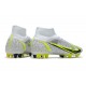 Nike Mercurial Superfly 8 Elite AG Silver Safari - Blanc Noir Argenté Jaune Fluo