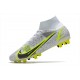 Nike Mercurial Superfly 8 Elite AG Silver Safari - Blanc Noir Argenté Jaune Fluo