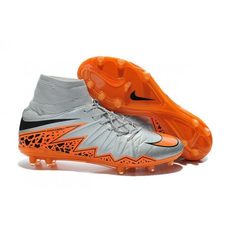 2015 Bottes Nike HyperVenom Phantom II FG Football Loup Gris Orange Noir