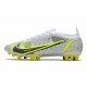 Nike Mercurial Vapor 14 Elite AG Silver Safari - Blanc Noir Argenté Jaune Fluo