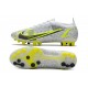 Nike Mercurial Vapor 14 Elite AG Silver Safari - Blanc Noir Argenté Jaune Fluo